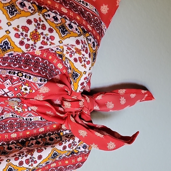 West key Talina Tie Front Boho Colorful Blouse Medium - Picture 7 of 10